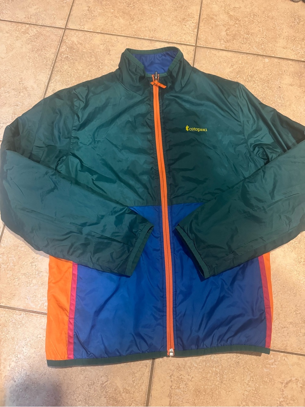 cotopaxi Green & Blue Kids Lightweight Jacket with Orange Trim